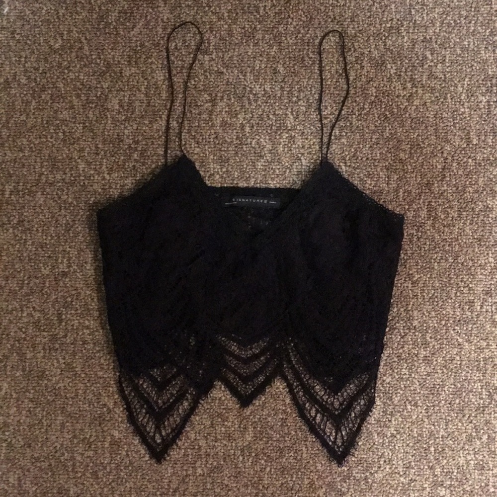 Black Lace Crop Top